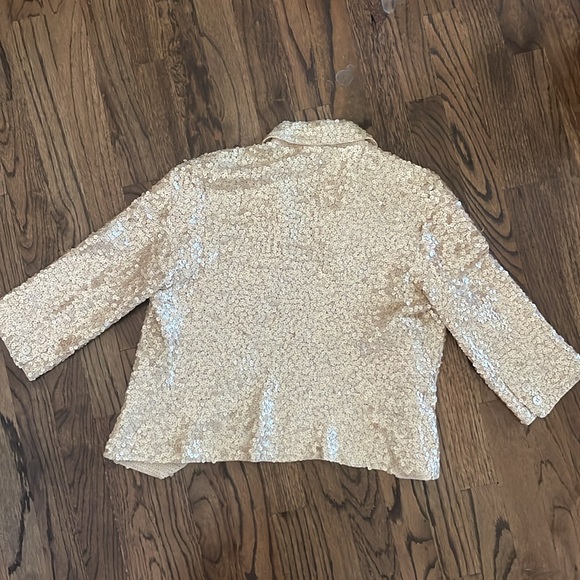 Isli Sequin Gold Knit Blazer Cropped Sleeve Y2K Handmade - Picture 6 of 6